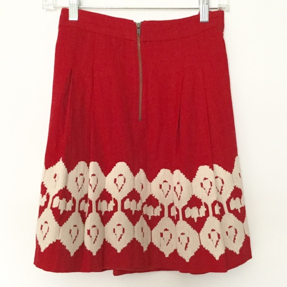 Anthropologie Red Embroidered Skirt - Picture 3 of 4